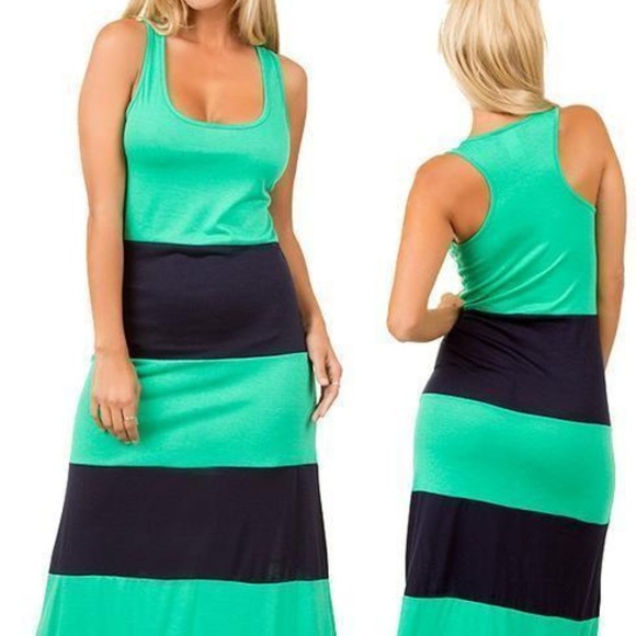 long maxi dress chevron striped racer back - Picture 3 of 4